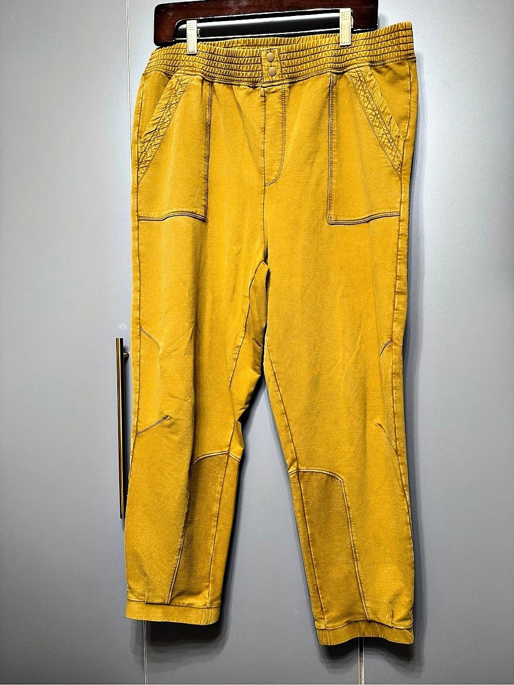 Saturday Sunday by Anthropologie Cotton Jogger Pants in Yellow Size Medium